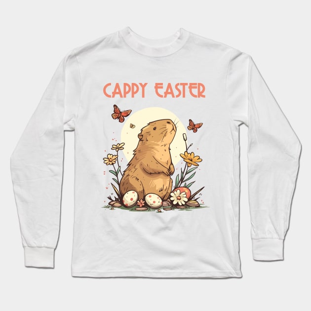 cappy easter happy easter capybara Long Sleeve T-Shirt by StepInSky